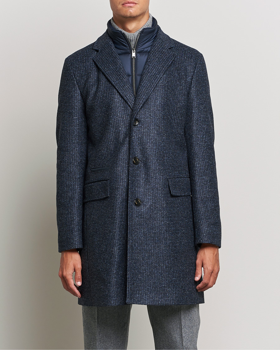Herr |  | BOSS | Hyde Wool/Cashmere Stand Up Collar Coat Dark Blue