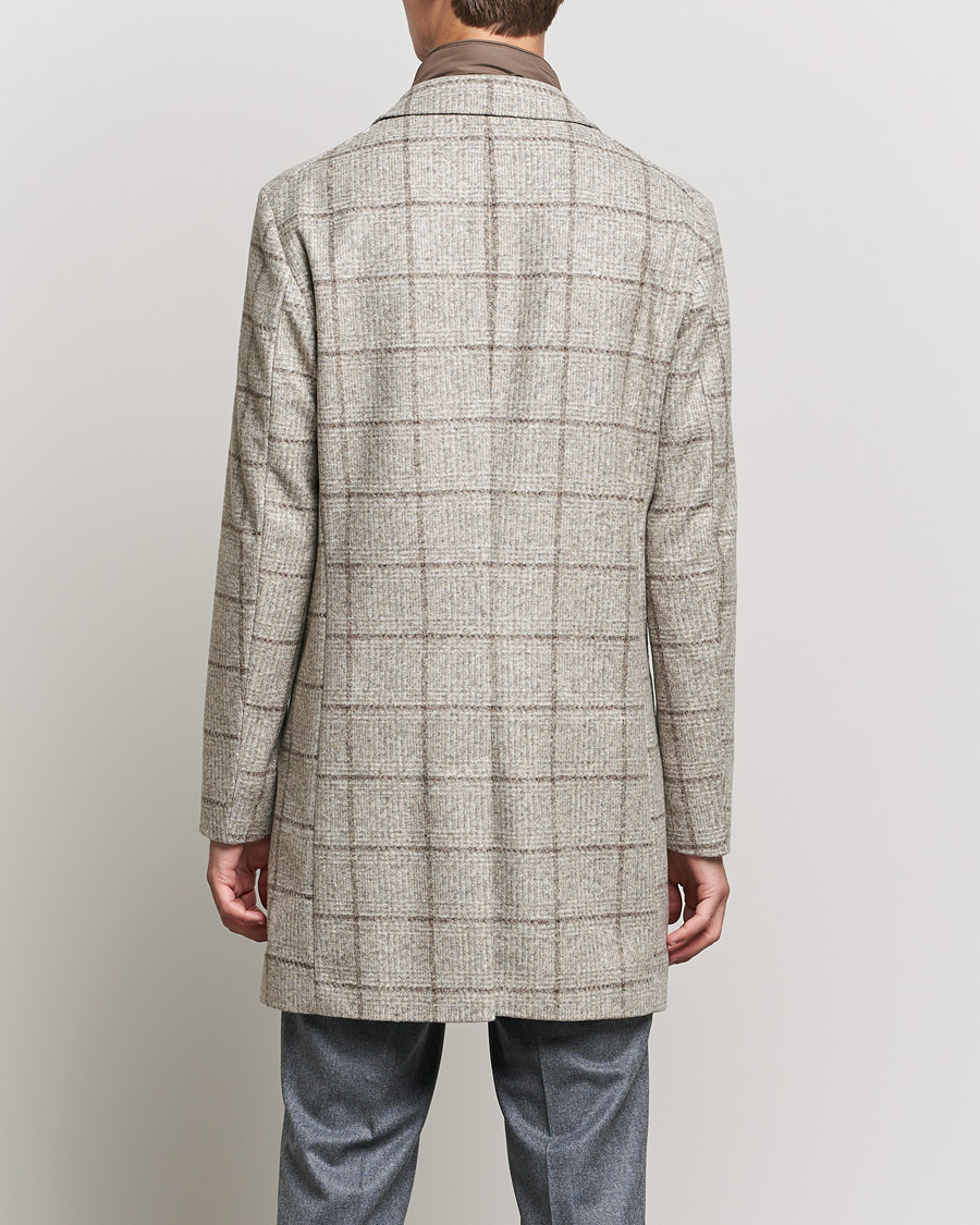 Herr | Jackor | BOSS BLACK | BOSS Hyde Wool Checked Stand Up Collar Coat Medium Beige