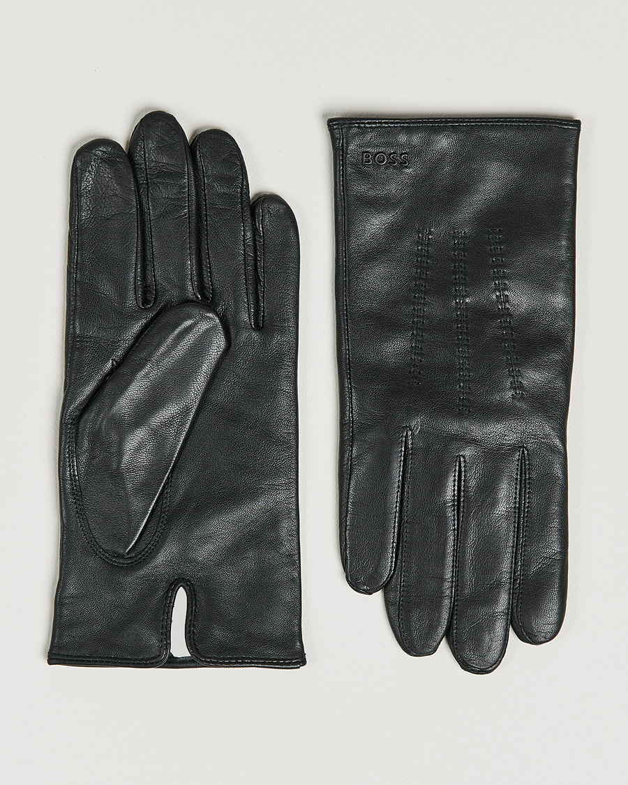 Herr | Hainz Leather Gloves Black | BOSS BLACK | Hainz Leather Gloves Black