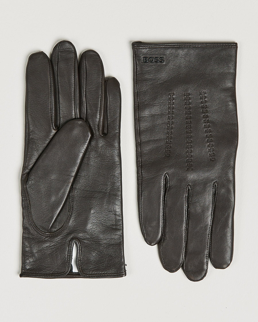 Herr | Hainz Leather Gloves Medium Brown | BOSS BLACK | Hainz Leather Gloves Medium Brown