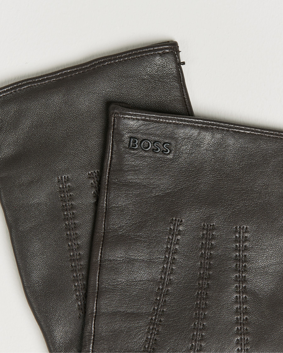 Herr |  | BOSS | Hainz Leather Gloves Medium Brown