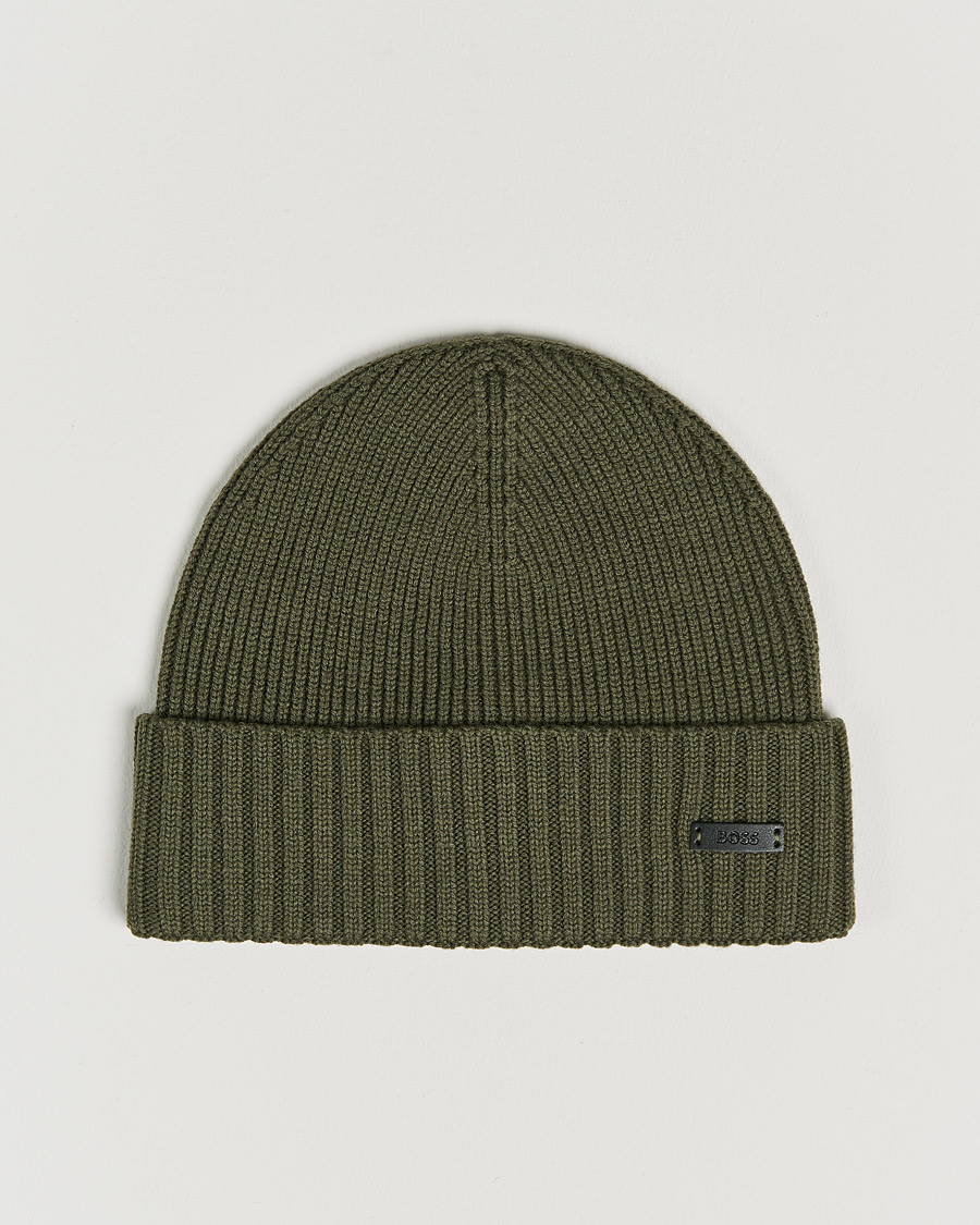 Herr | BOSS Fati Beanie Open Green | BOSS BLACK | BOSS Fati Beanie Open Green