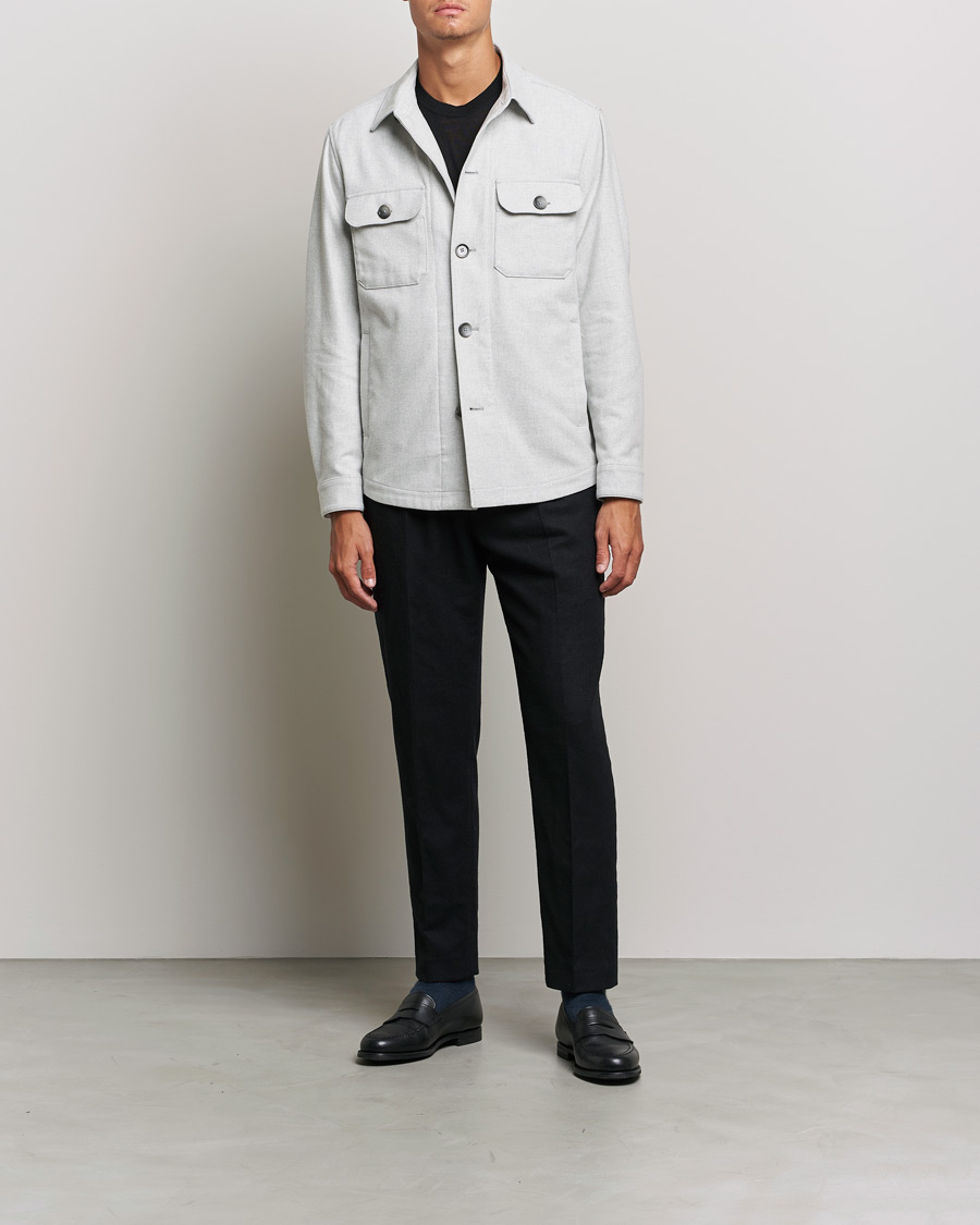 Herr | Skjortjackor | BOSS | Carper Overshirt Open Grey