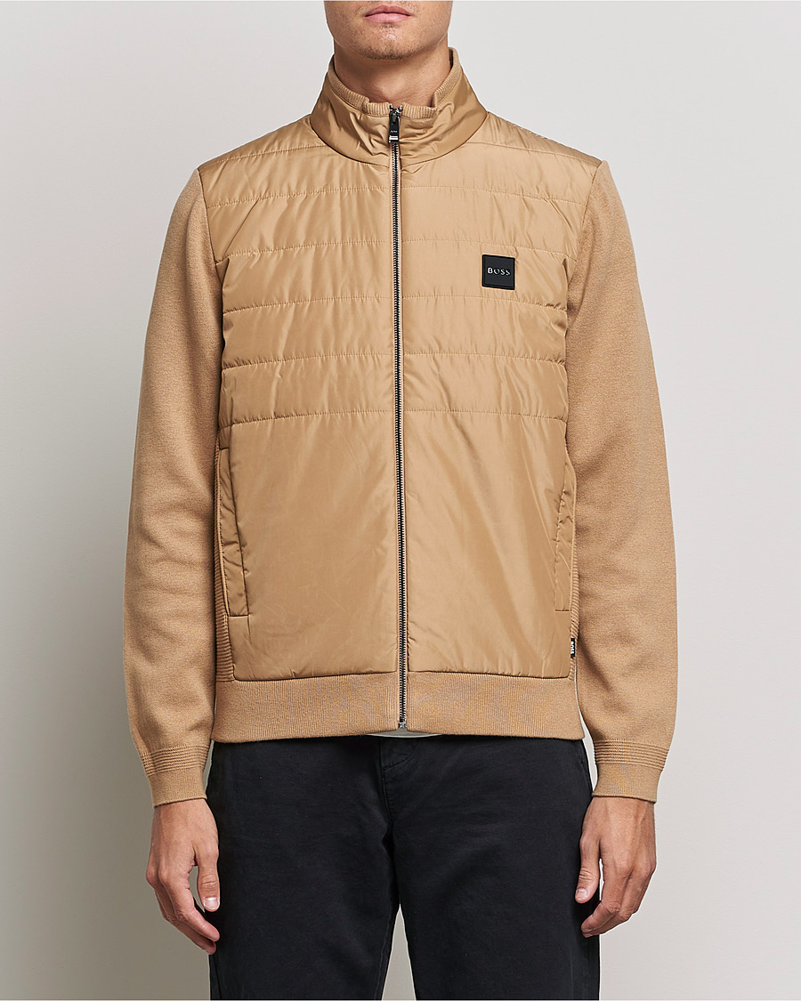 Herr | Tröjor | BOSS BLACK | BOSS Lavando Hybrid Full Zip Medium Beige
