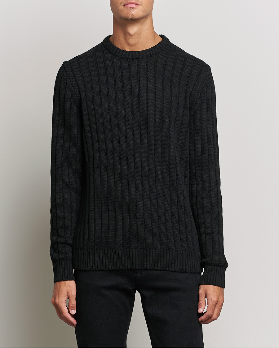 Herr | Stickade tröjor | BOSS | Laaron Strucktured Knitted Sweater Black