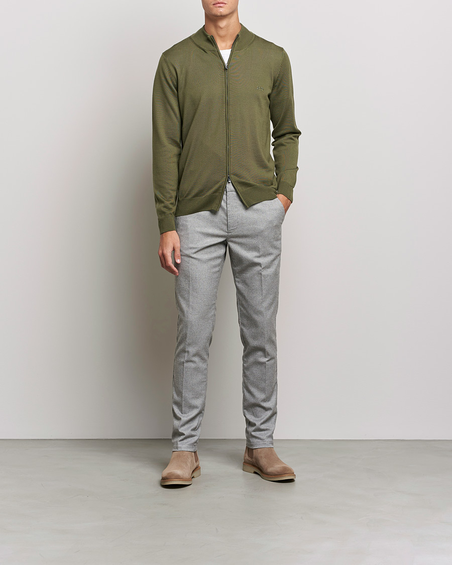 Herr | Tröjor | BOSS BLACK | Balonso Full Zip Sweater Open Green