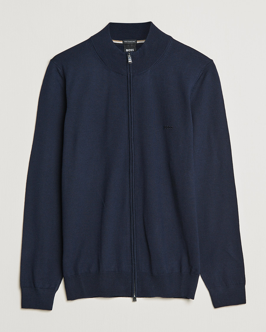 Herr | Tröjor | BOSS BLACK | Balonso Full Zip Sweater Dark Blue