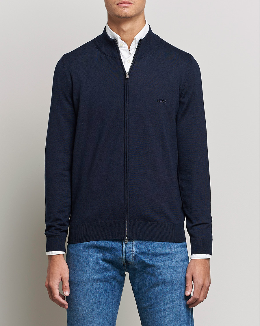 Herr | Tröjor | BOSS BLACK | Balonso Full Zip Sweater Dark Blue