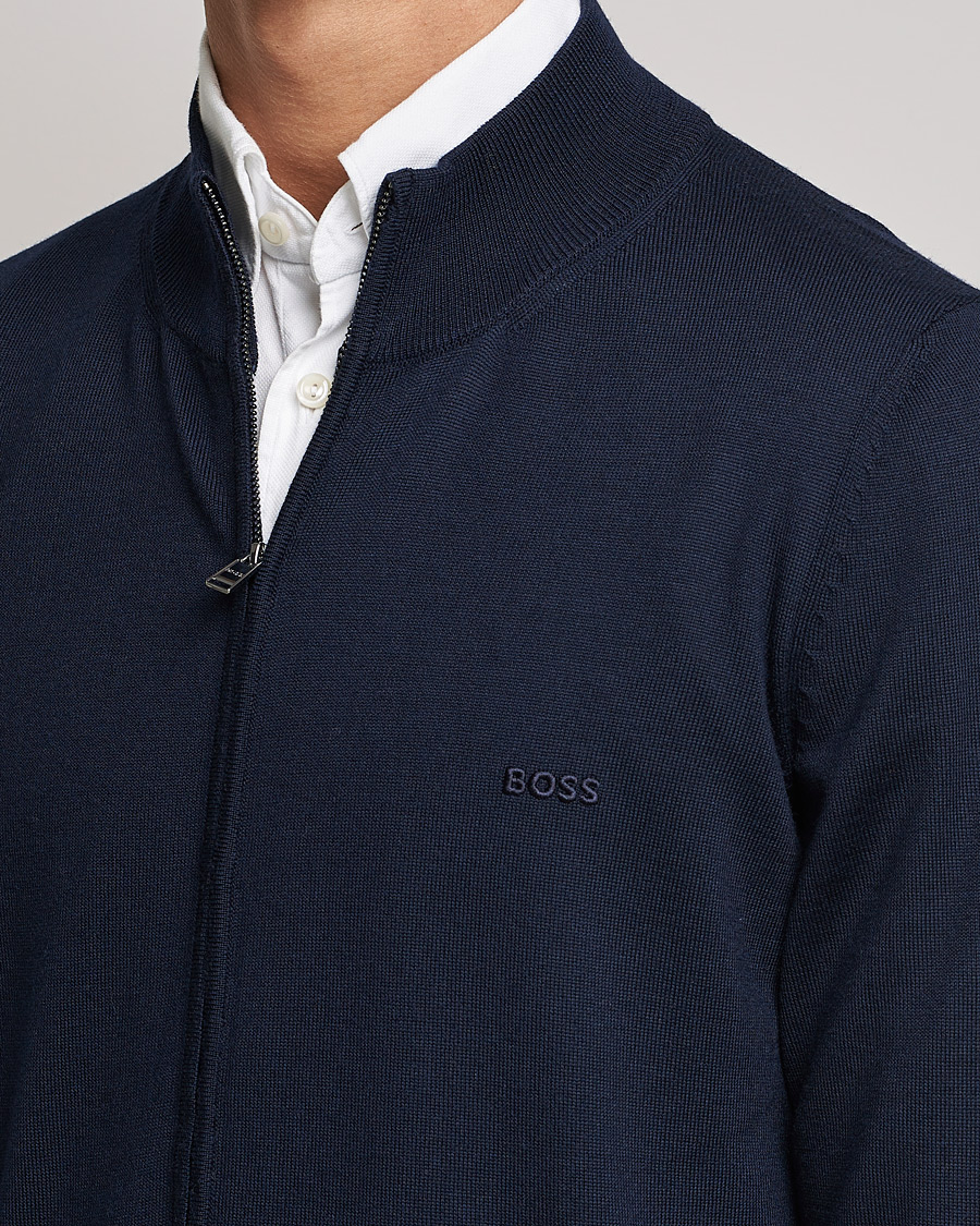 Herr | Tröjor | BOSS BLACK | Balonso Full Zip Sweater Dark Blue