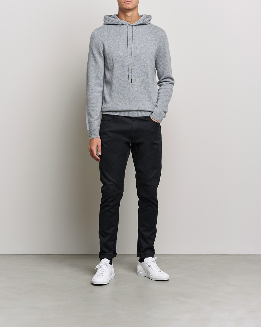 Herr | Tröjor | BOSS BLACK | BOSS Tailored Luxus Cashmere Hoodie Silver