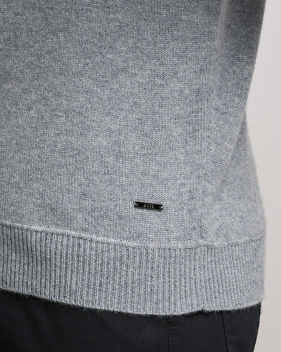Herr | Tröjor | BOSS BLACK | BOSS Tailored Luxus Cashmere Hoodie Silver