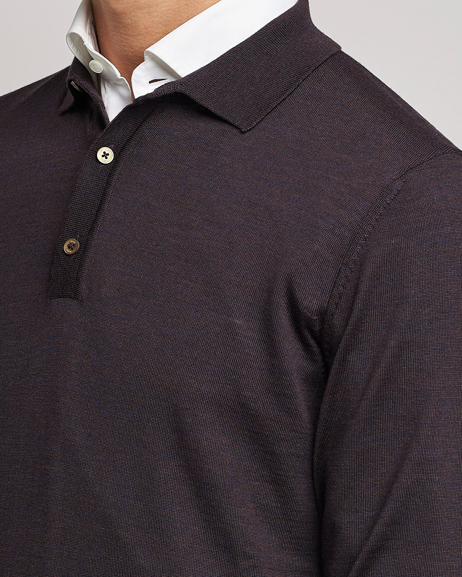 Herr | Tröjor | BOSS BLACK | Lancione Merino Knitted Polo Medium Brown