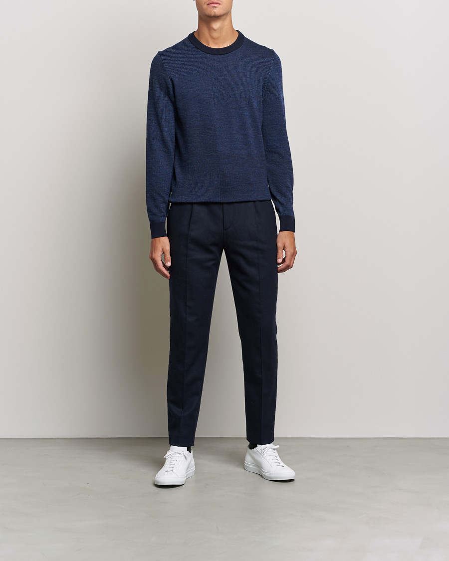 Herr | Tröjor | BOSS BLACK | Leugenio Strucktured Block Sweater Dark Blue