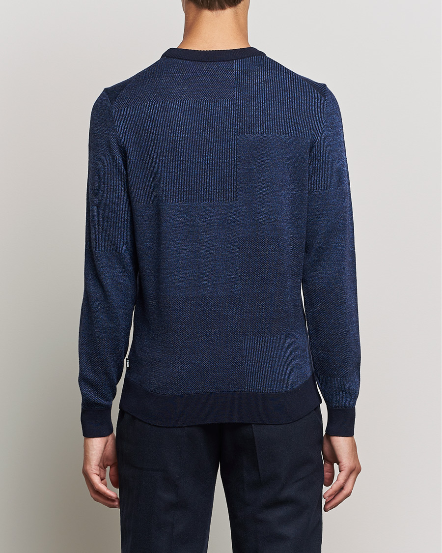 Herr | Tröjor | BOSS BLACK | Leugenio Strucktured Block Sweater Dark Blue