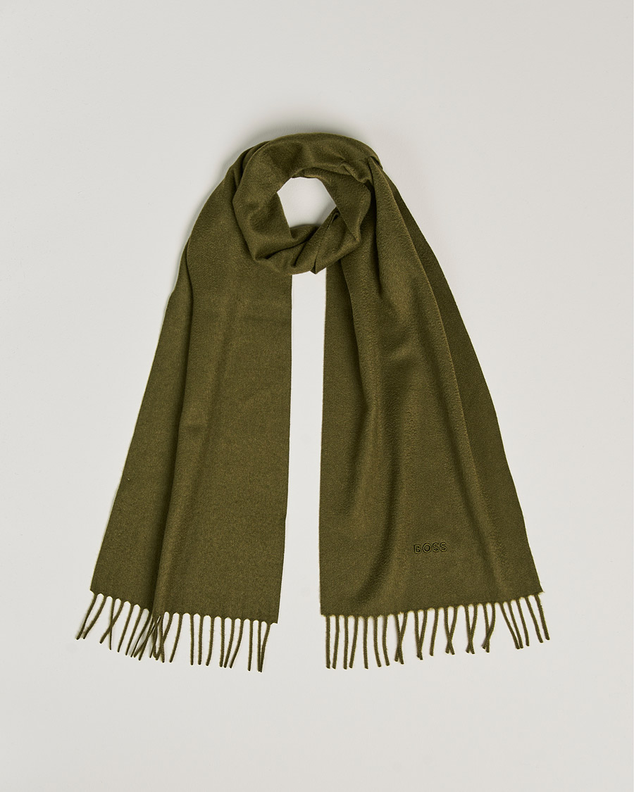 Herr | Scottas Cashmere Scarf Open Green | BOSS BLACK | Scottas Cashmere Scarf Open Green