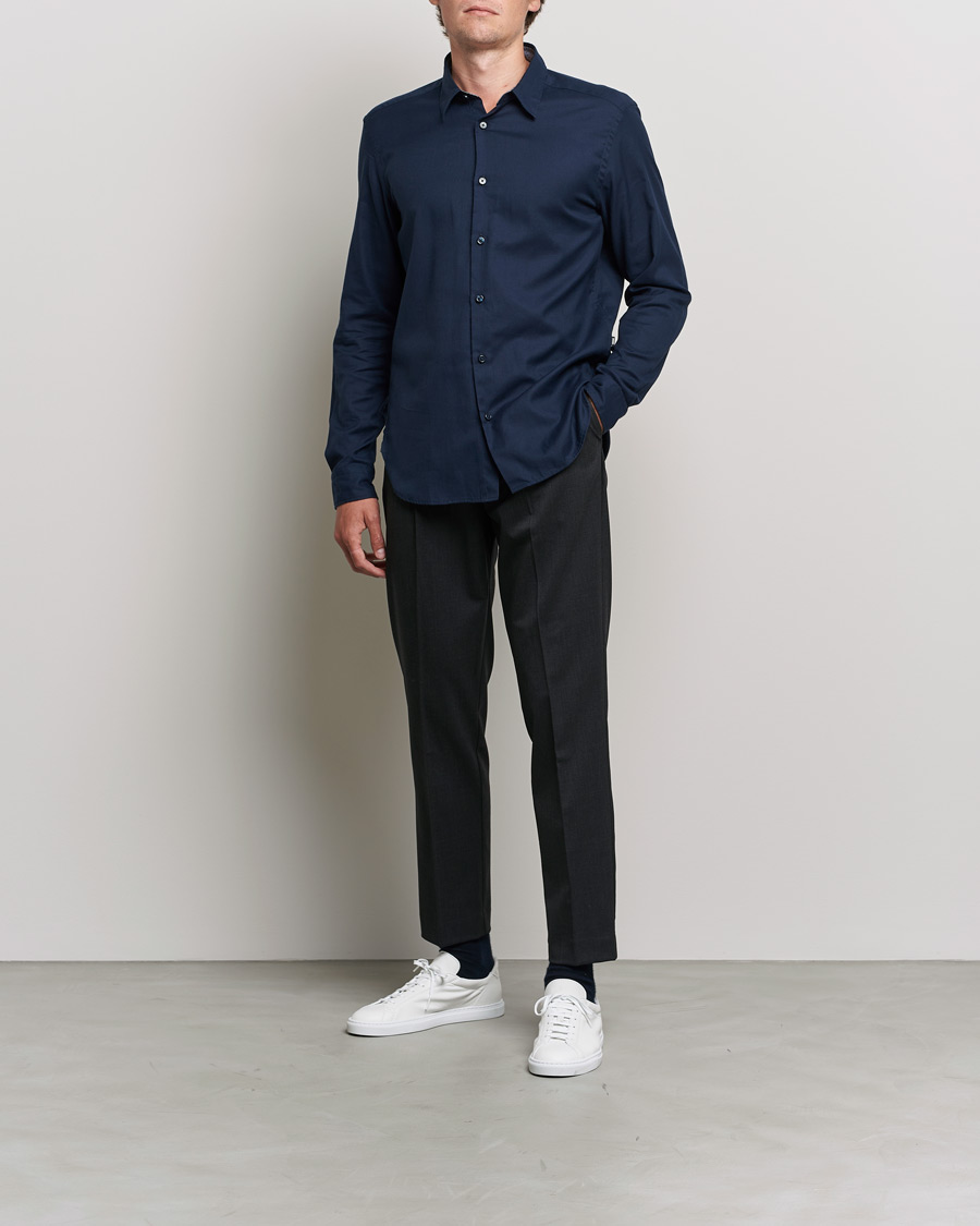 Herr | Flanellskjortor | BOSS | Liam Flannel Shirt Dark Blue