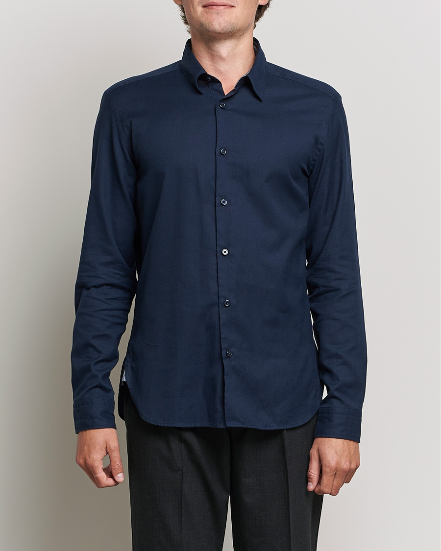 Herr | Skjortor | BOSS BLACK | Liam Flannel Shirt Dark Blue