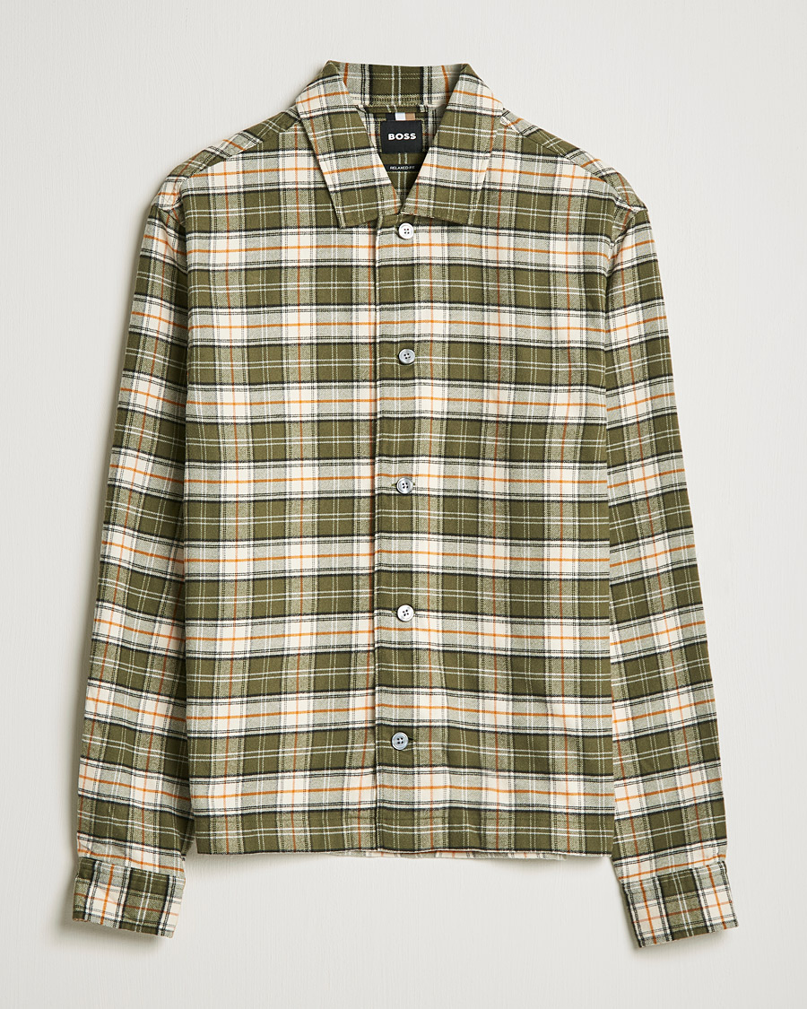 Herr | Skjortor | BOSS BLACK | Nolan Check Flannel Shirt Open Green