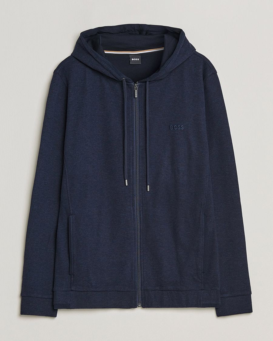 Herr | Tröjor | BOSS BLACK | Cashmere Full Zip Hoodie Dark Blue