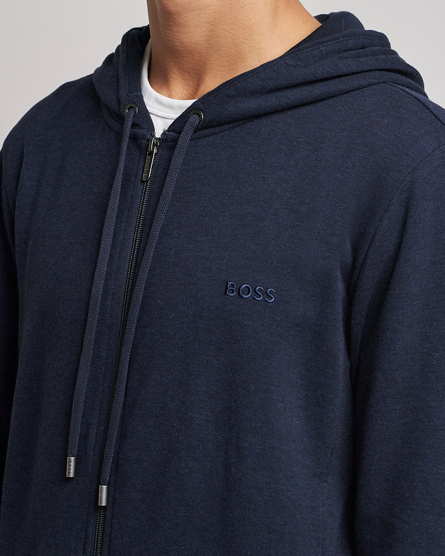 Herr | Tröjor | BOSS BLACK | Cashmere Full Zip Hoodie Dark Blue