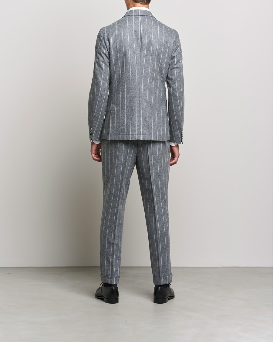 Herr | Kostymer | BOSS BLACK | BOSS Hanry Wool Double Breasted Pinstripe Suit Medium Grey