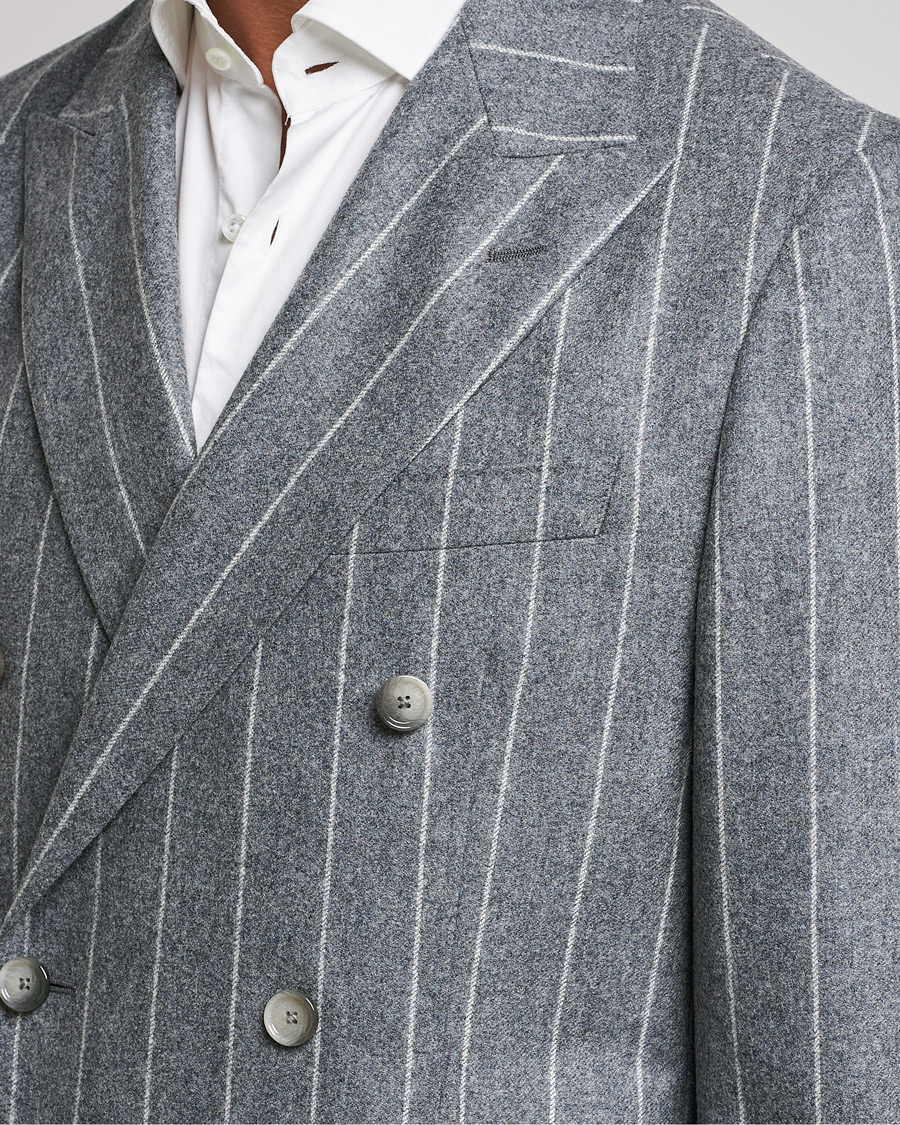 Herr | Kostymer | BOSS BLACK | BOSS Hanry Wool Double Breasted Pinstripe Suit Medium Grey