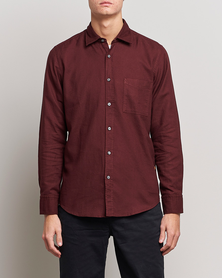 Herr | Flanellskjortor | BOSS ORANGE | Relegant Flannel Shirt Dark Red