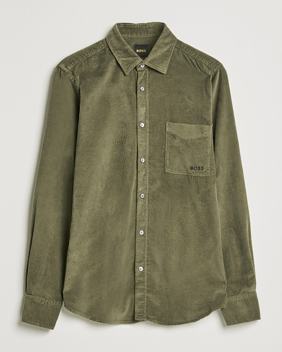 Herr | Skjortor | BOSS ORANGE | Relegant Corduroy Shirt Dark Green