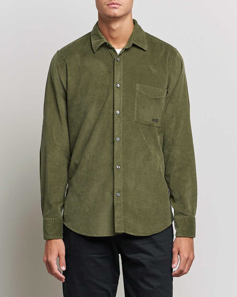 Herr | Skjortor | BOSS ORANGE | Relegant Corduroy Shirt Dark Green