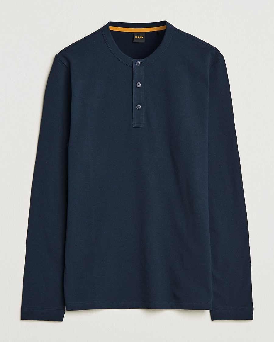 Herr | Tröjor | BOSS ORANGE | Teetwill Henley Dark Blue
