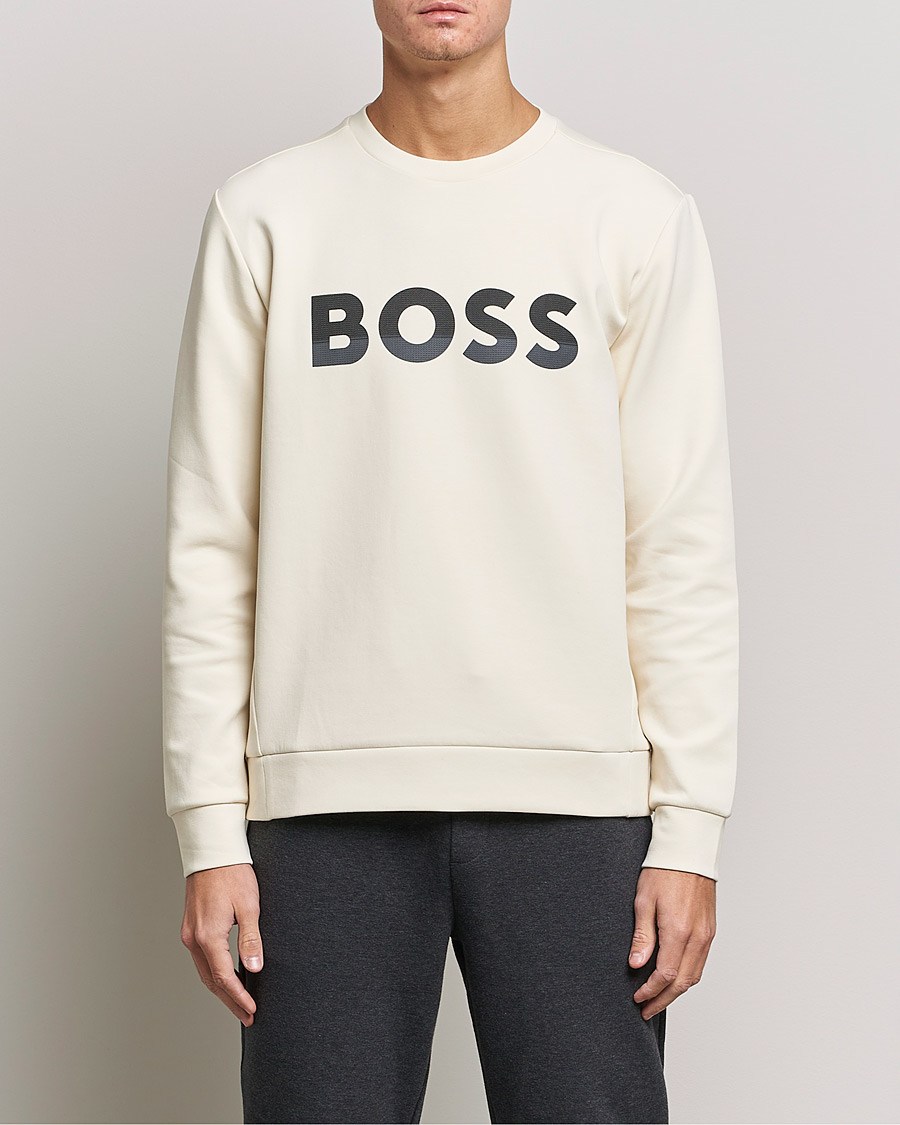 Herr | Tröjor | BOSS GREEN | BOSS Athleisure Salbo Logo Sweatshirt Open White