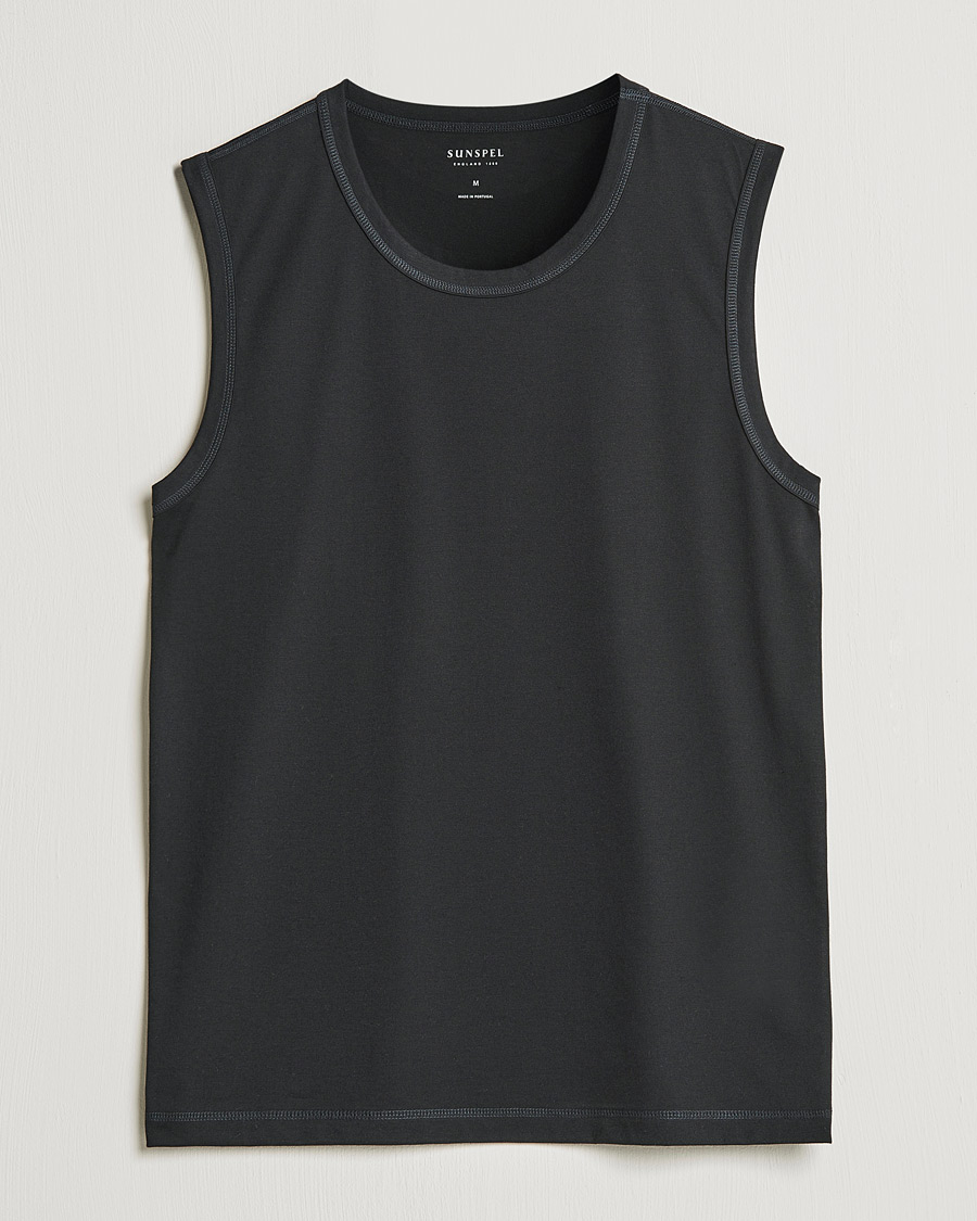 Herr | T-Shirts | Sunspel | Active Vest Black