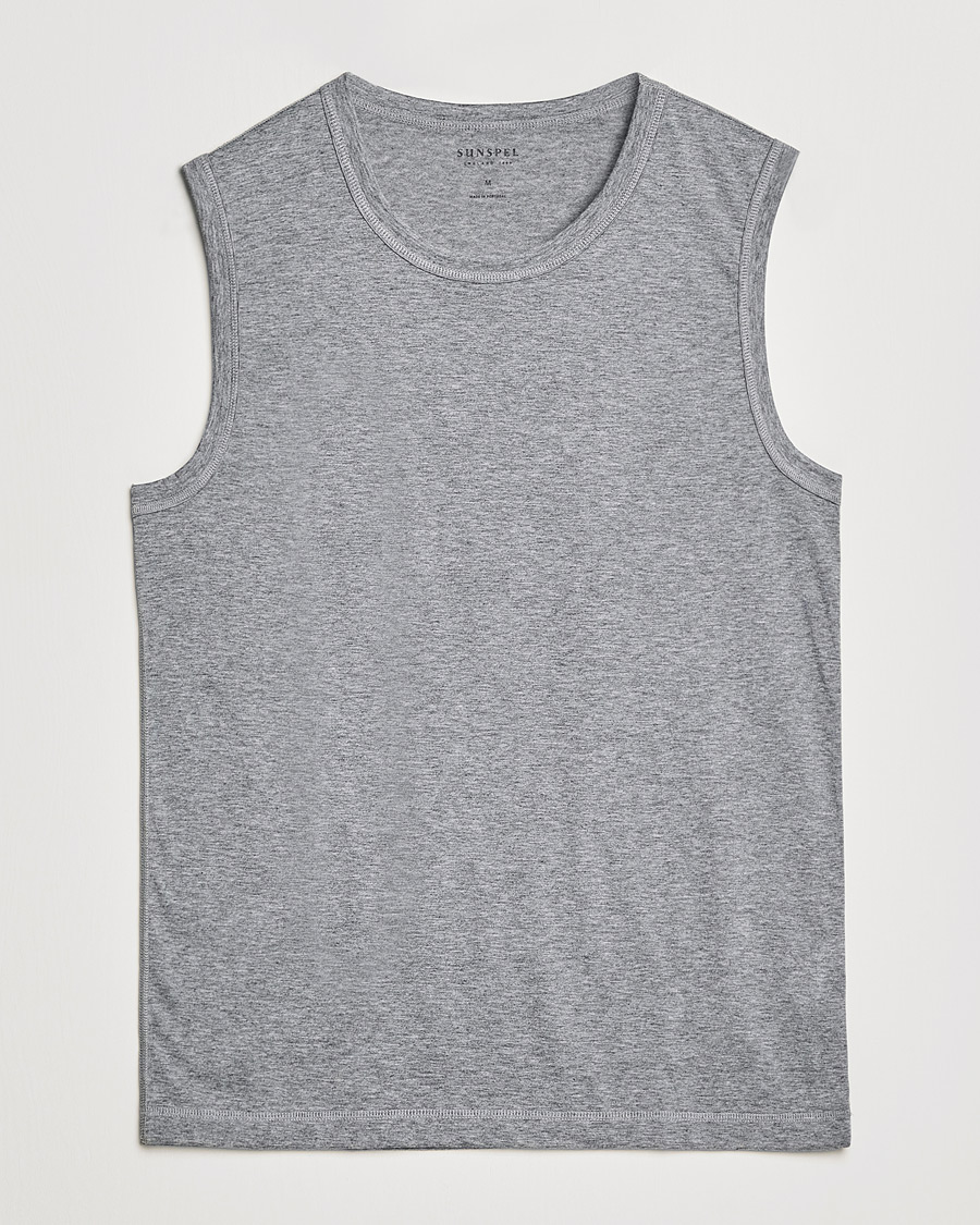 Herr | T-Shirts | Sunspel | Active Vest Grey Melange