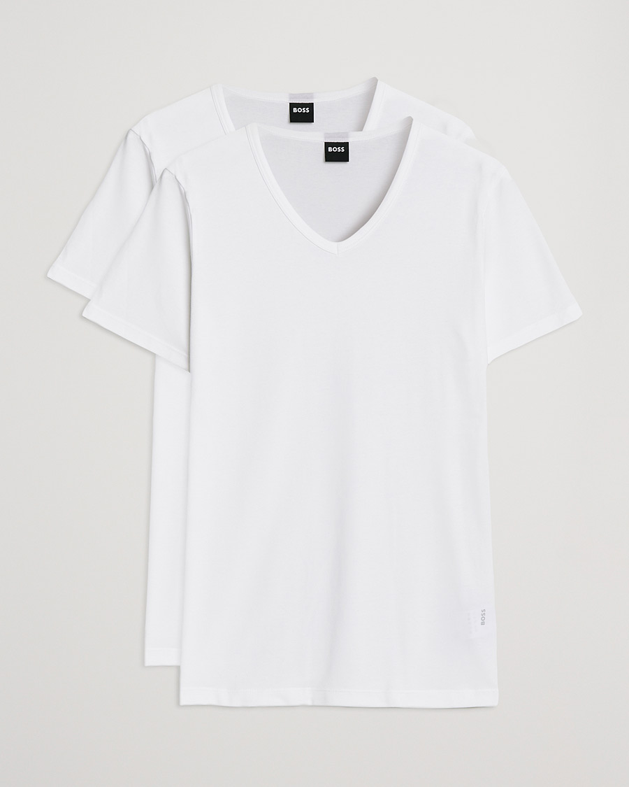 Herr | T-Shirts | BOSS BLACK | 2-Pack V-Neck Slim Fit T-Shirt White