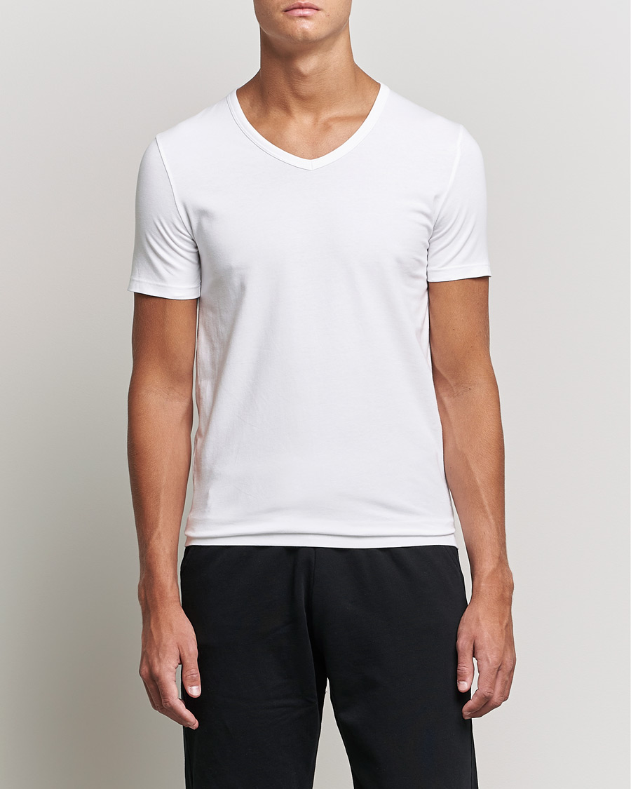 Herr | T-Shirts | BOSS BLACK | 2-Pack V-Neck Slim Fit T-Shirt White