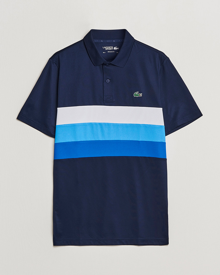 Herr | Pikéer | Lacoste Sport | Performance Striped Polo Navy Blue
