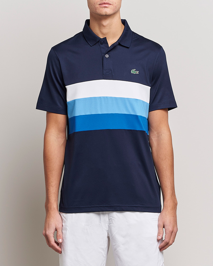 Herr | Pikéer | Lacoste Sport | Performance Striped Polo Navy Blue