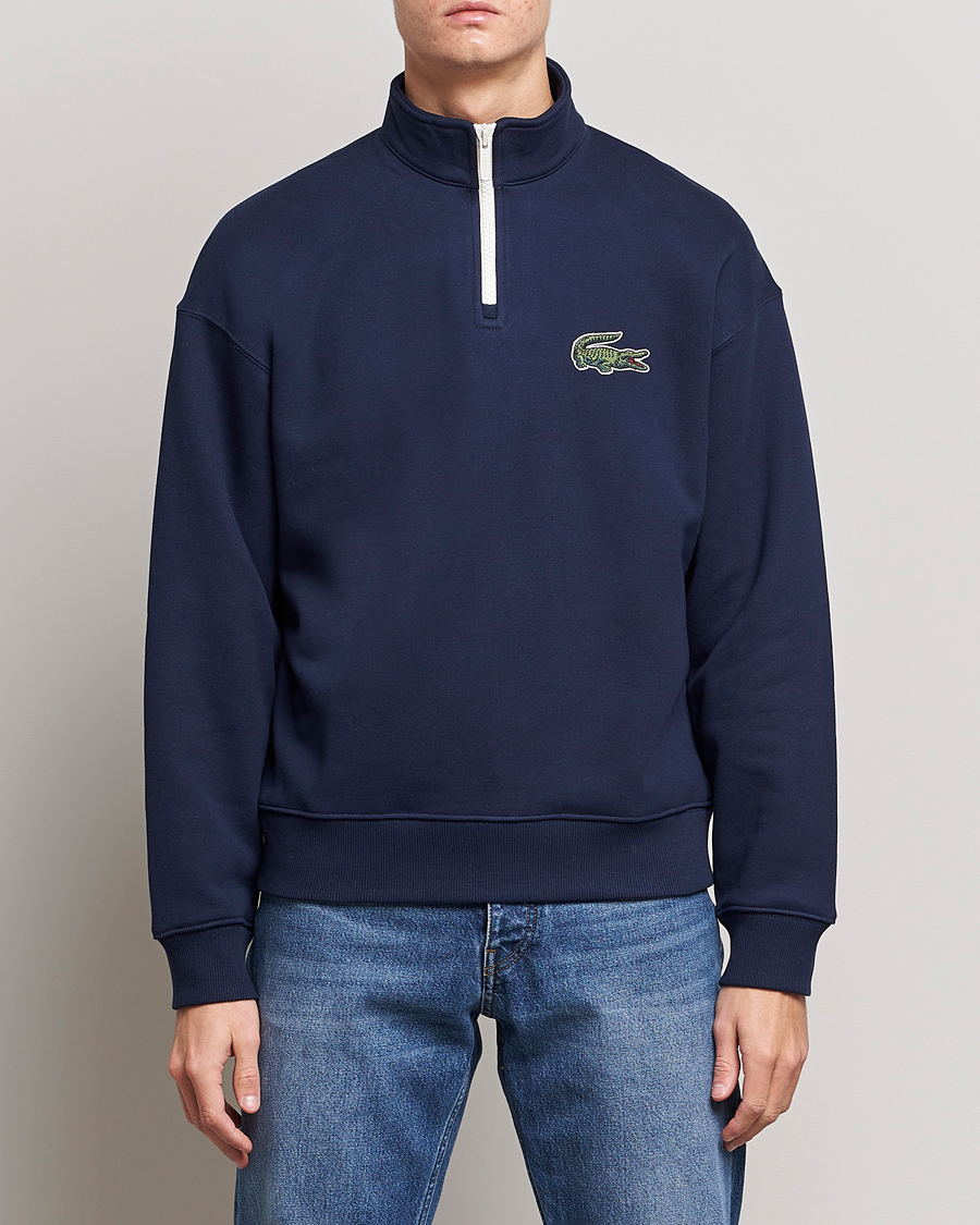 Herr |  | Lacoste | Half Zip Organic Cotton Sweatshirt Navy Blue