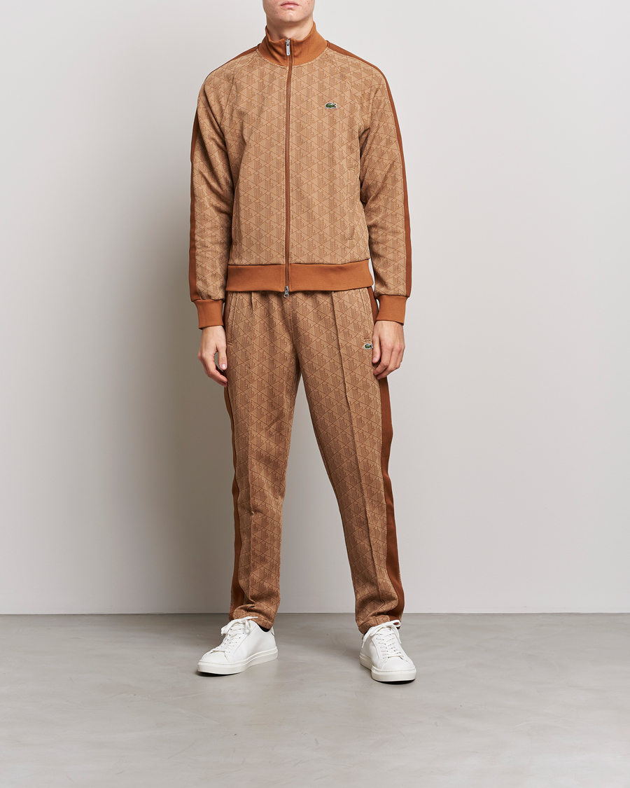 Herr | Byxor | Lacoste | Monogram Cotton Jacuard Tapered Trackpants Viennese