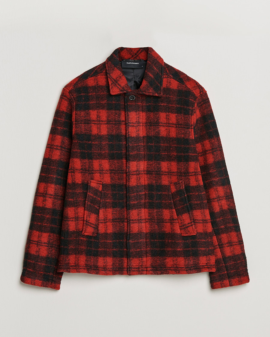 Herr | Skjortor | Peak Performance | Wool Overshirt Checked Red