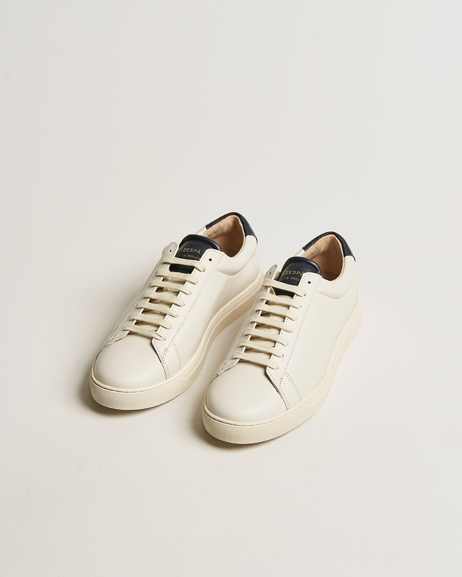 Herr | Zespà ZSP4 Nappa Leather Sneakers Off White/Navy | Zespà | ZSP4 Nappa Leather Sneakers Off White/Navy