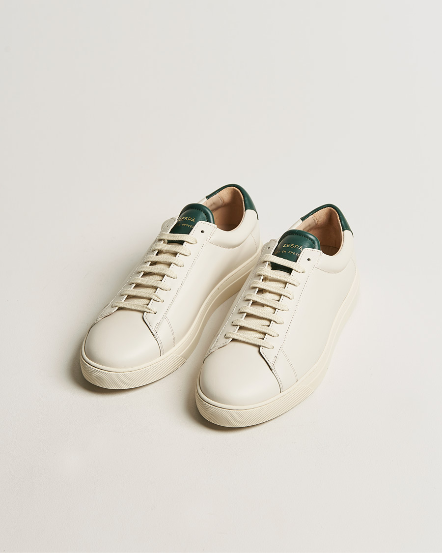 Herr | Zespà ZSP4 Nappa Leather Sneakers Off White/Vert Sombre | Zespà | ZSP4 Nappa Leather Sneakers Off White/Vert Sombre