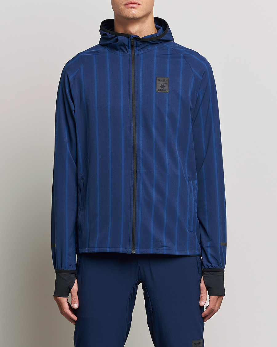 Herr | Tröjor | NN07 | Pace Hooded Running Jacket Navy Stripe