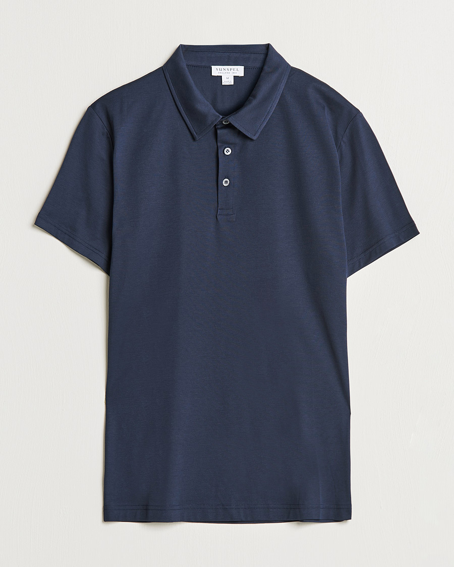 Herr | Pikéer | Sunspel | Cotton Jersey Polo Navy