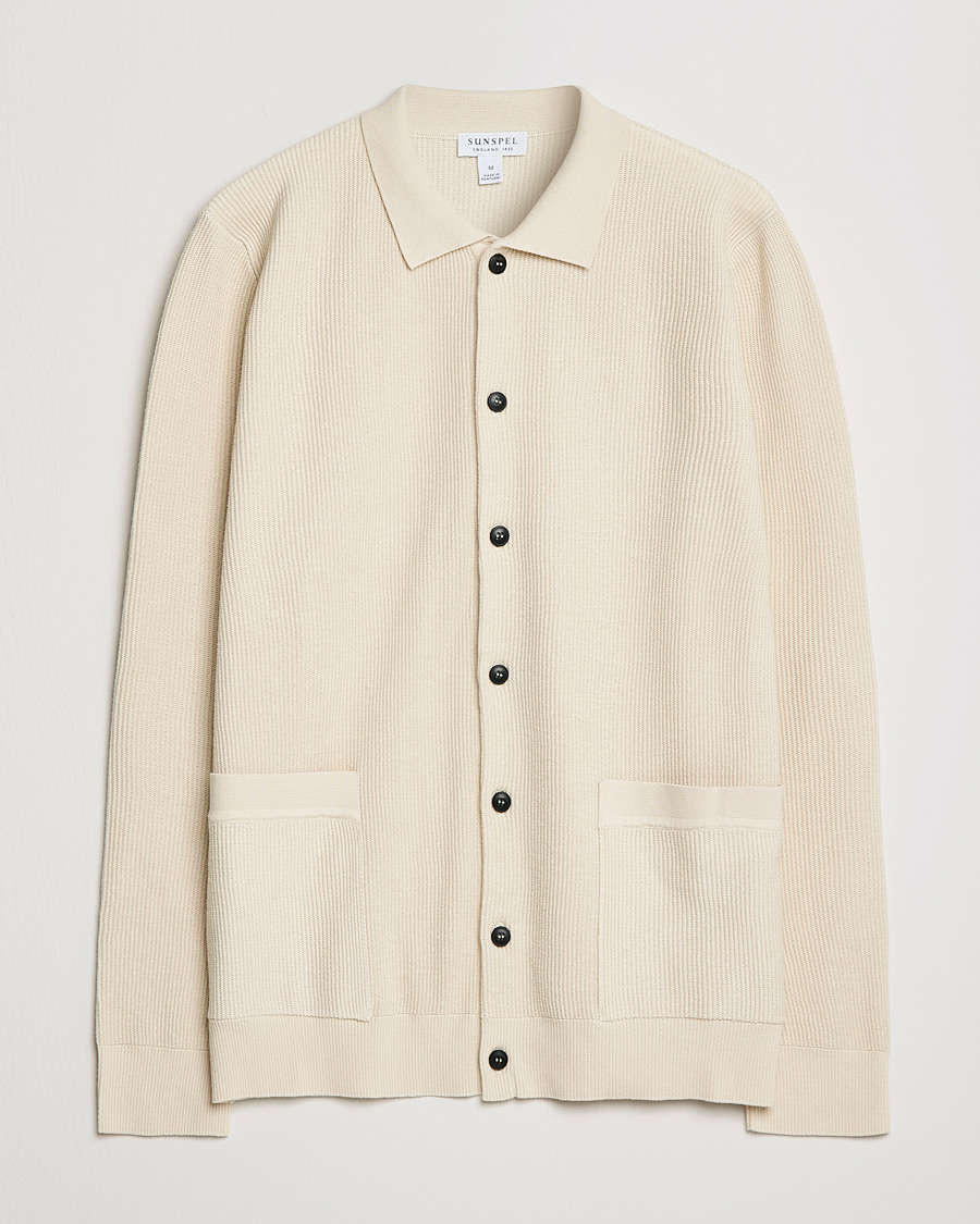 Herr | Tröjor | Sunspel | Long Staple Cotton Knitted Jacket Ecru