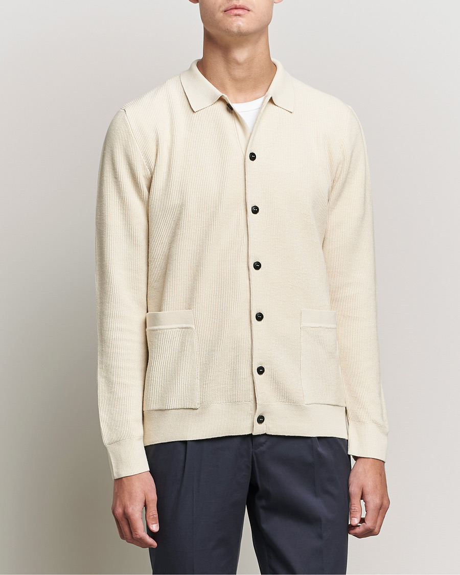 Herr | Tröjor | Sunspel | Knitted Cotton Jacket Ecru