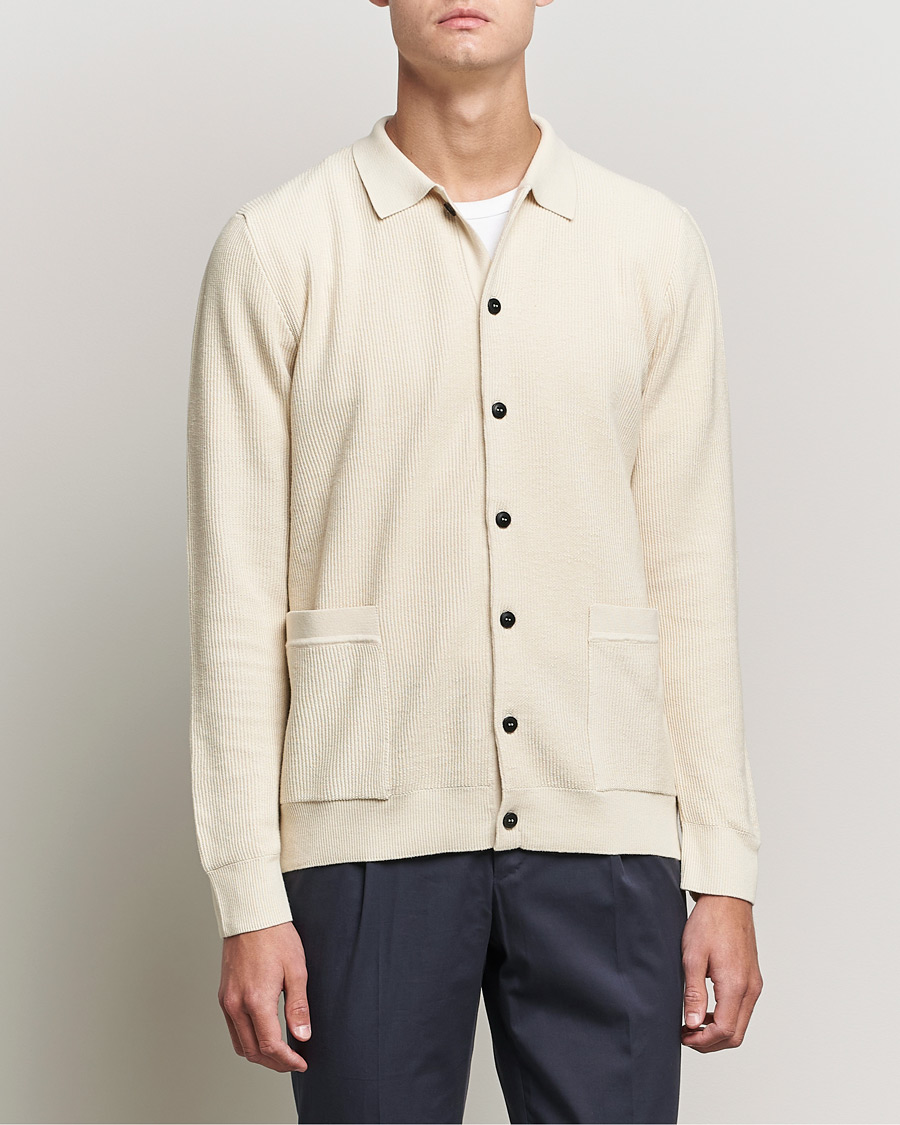 Herr | Tröjor | Sunspel | Long Staple Cotton Knitted Jacket Ecru