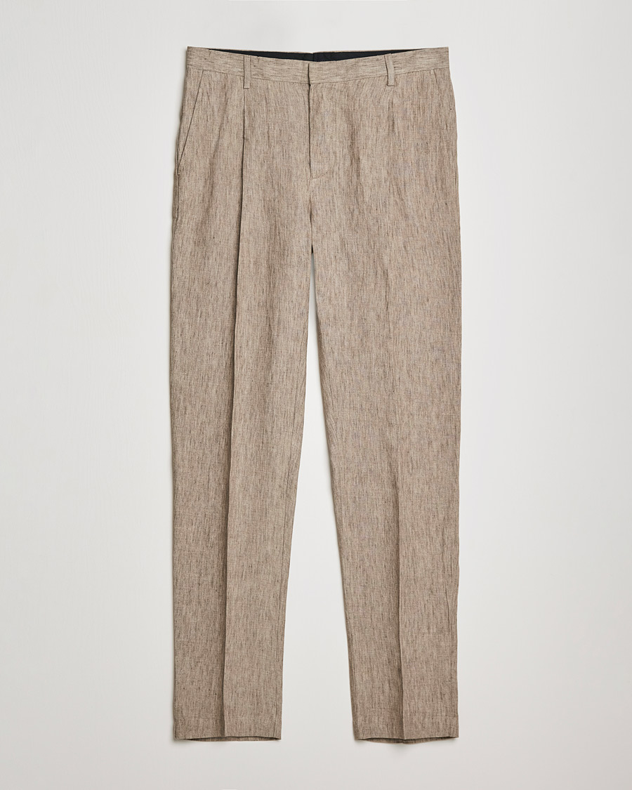 Herr | Byxor | Sunspel | Tailored Relaxed Fit Linen Trousers Dark Stone