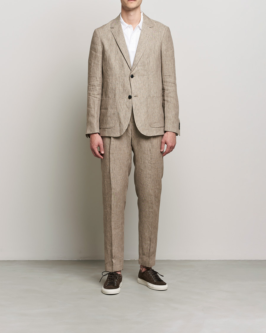 Herr | Byxor | Sunspel | Tailored Relaxed Fit Linen Trousers Dark Stone
