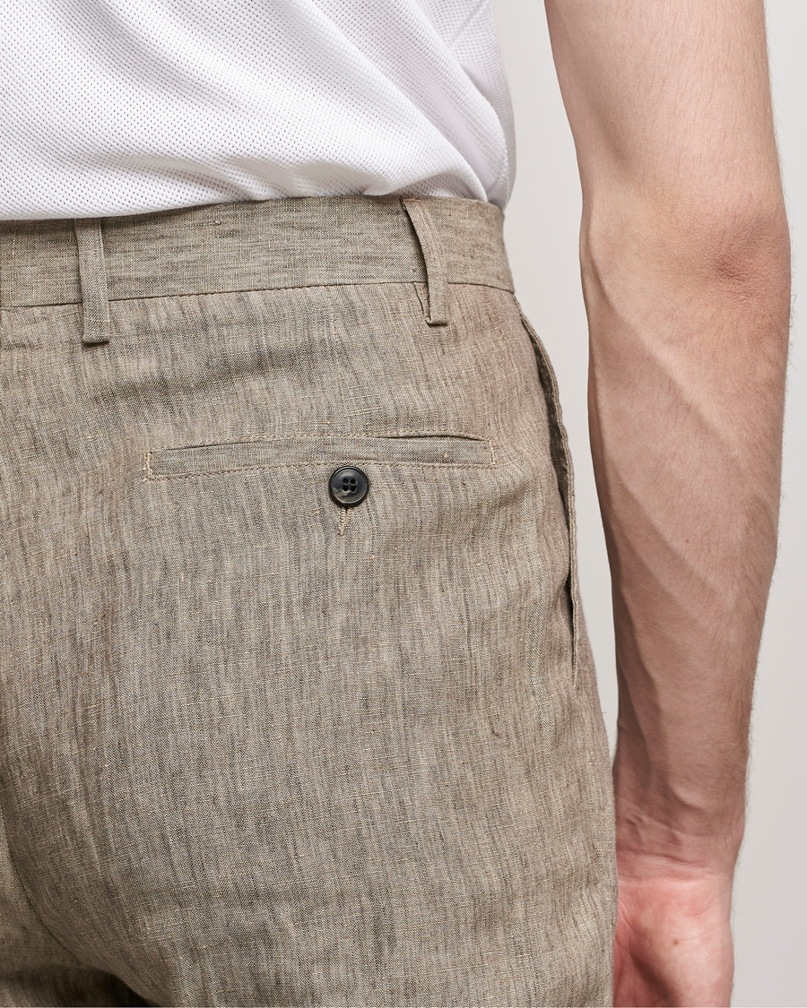 Herr | Byxor | Sunspel | Tailored Relaxed Fit Linen Trousers Dark Stone